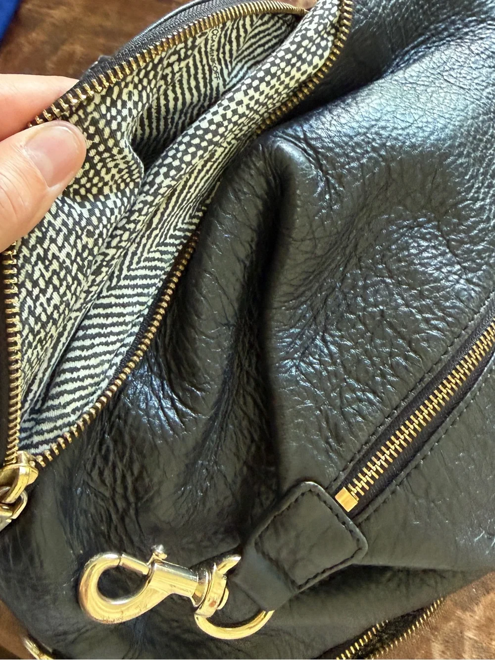 Rebecca Minkoff Black Pebbled Leather Backpack Purse w/ Gold Hardware